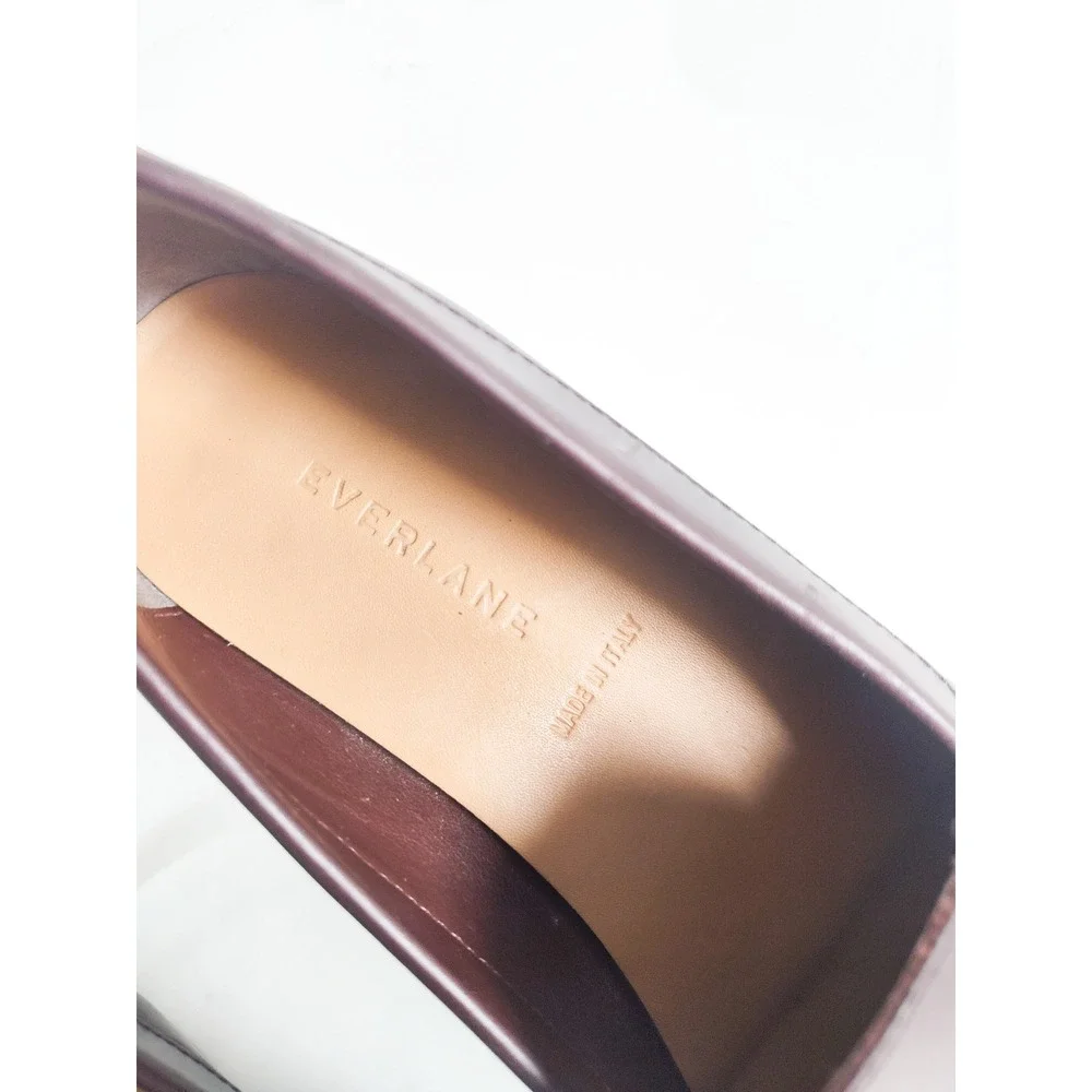 Everlane Loafers Size 9 Leather Burgundy Pointed Toe Made in Italy Minimalist